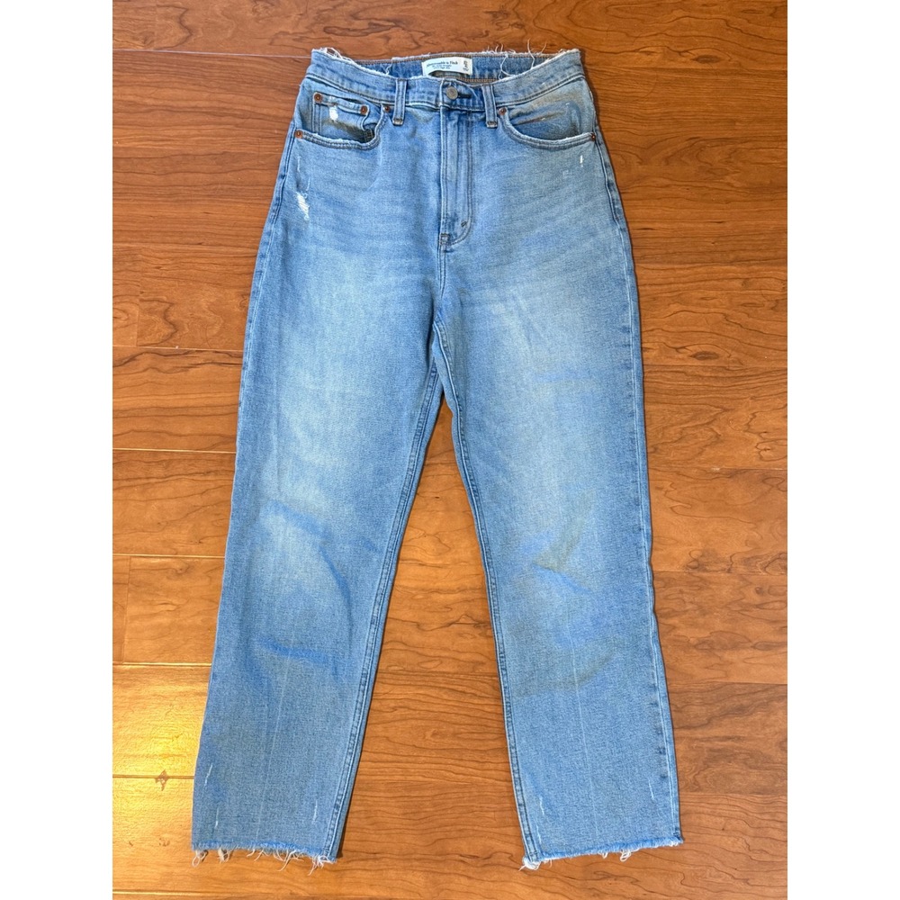 Abercrombie & Fitch Curve Love Ultra High Rise‎ Ankle Straight Jeans Light  27